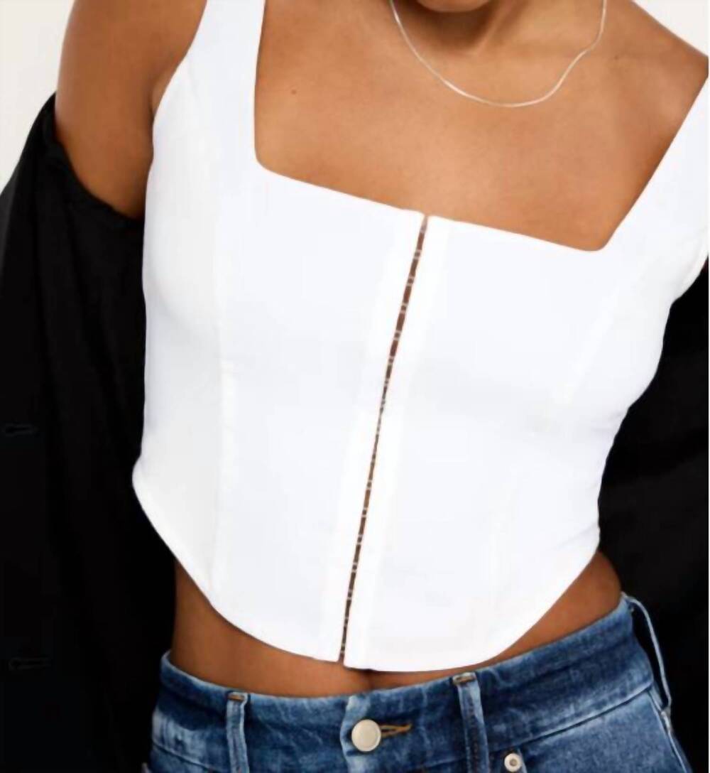 NEW GOOD AMERICAN poplin hook corset top in white